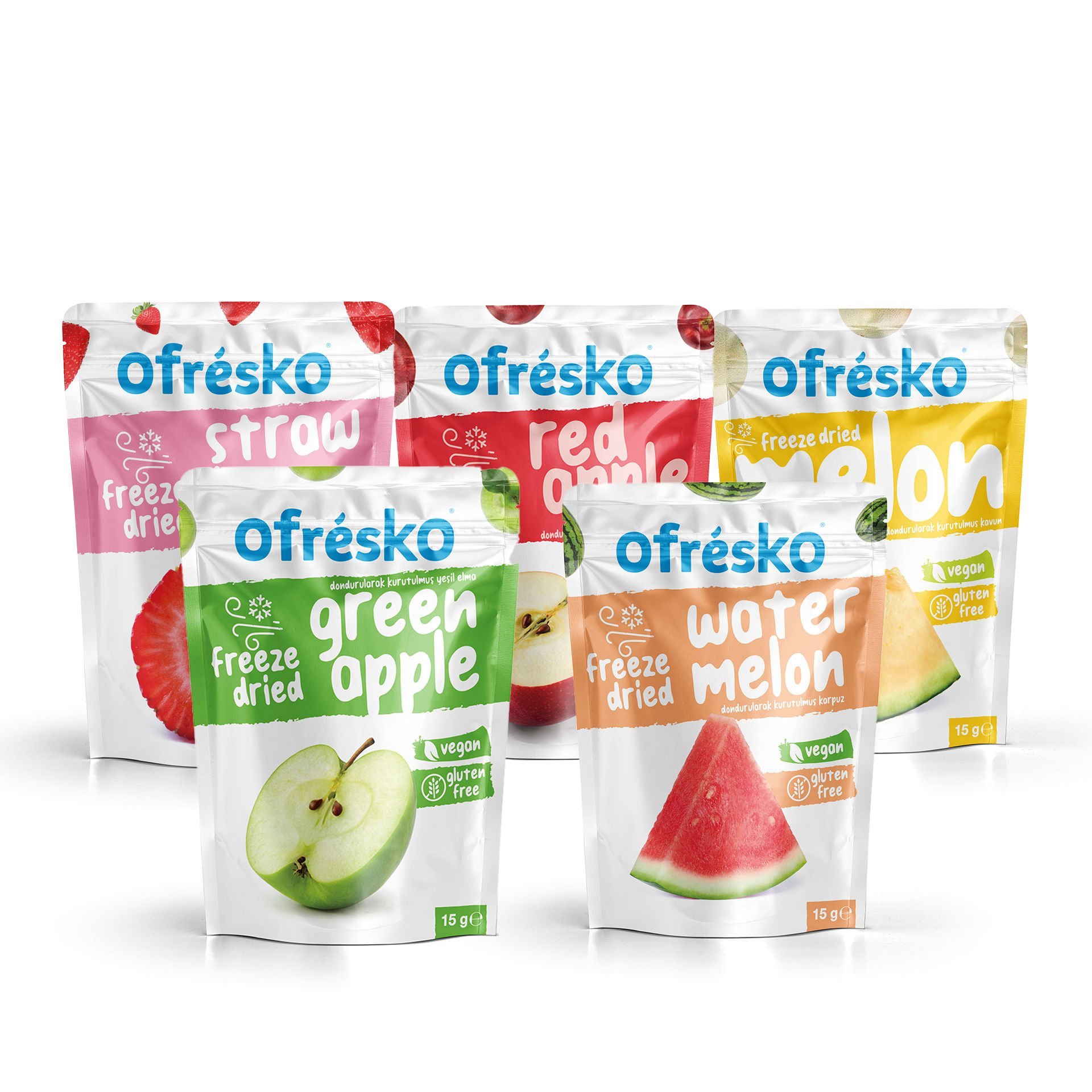 Ofrésko Mix Freeze Dry - Dondurularak Kurutulmuş Y. Elma, K. Elma, Kavun, Karpuz, Çi̇lek