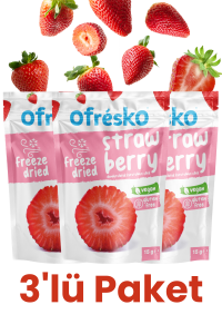 Ofresko Çilek Kuru Meyve Cipsi Freeze Dry 3'lü Paket - Dondurularak Kurutulmuş Kuru Meyve Çilek