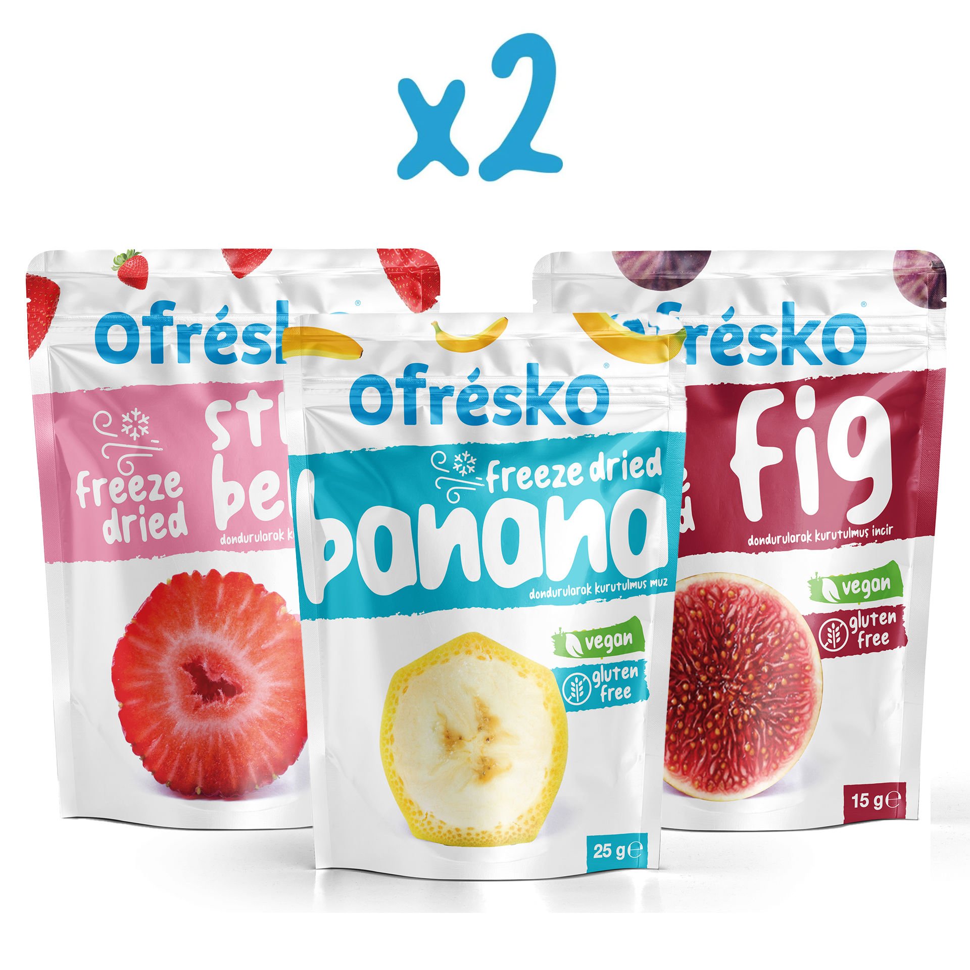 Ofrésko Mix Freeze Dry - Dondurularak Kurutulmuş  Çi̇lek, Muz, İnci̇r (X2)