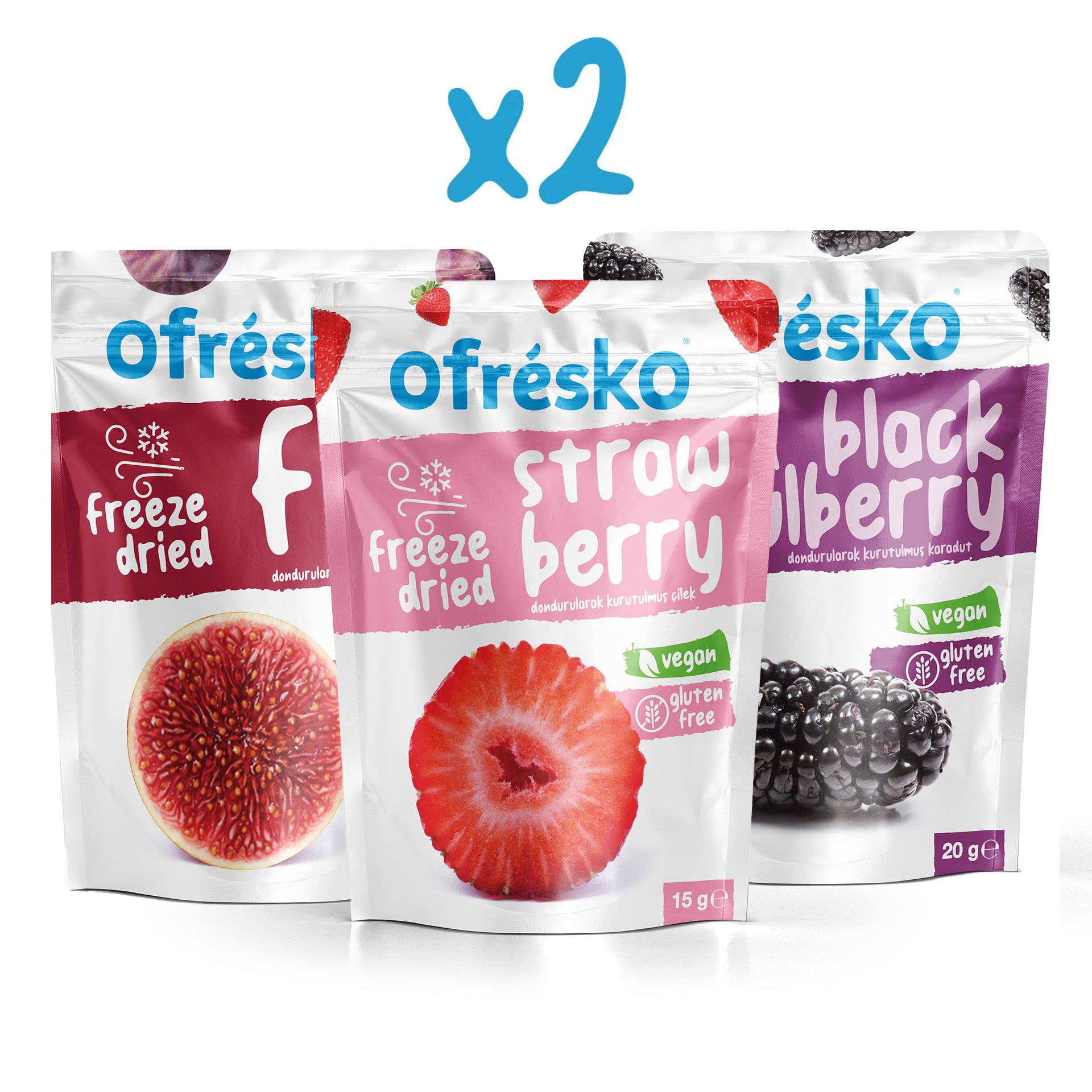 Ofrésko Mix Freeze Dry - Dondurularak Kurutulmuş  İnci̇r, Karadut, Çi̇lek (X2)