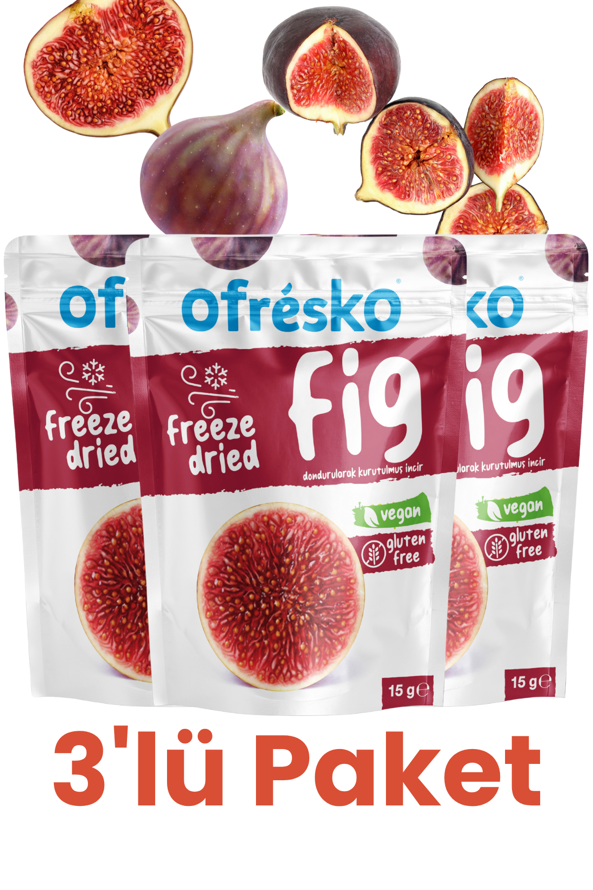 Ofrésko İncir Kuru Meyve Cipsi Freeze Dry 3'lü Paket - Dondurularak Kurutulmuş Kuru Meyve Incir